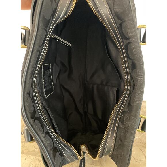 Coach Hampton black canvas leather shoulder bag Carryall 10532 - Picture 9 of 10